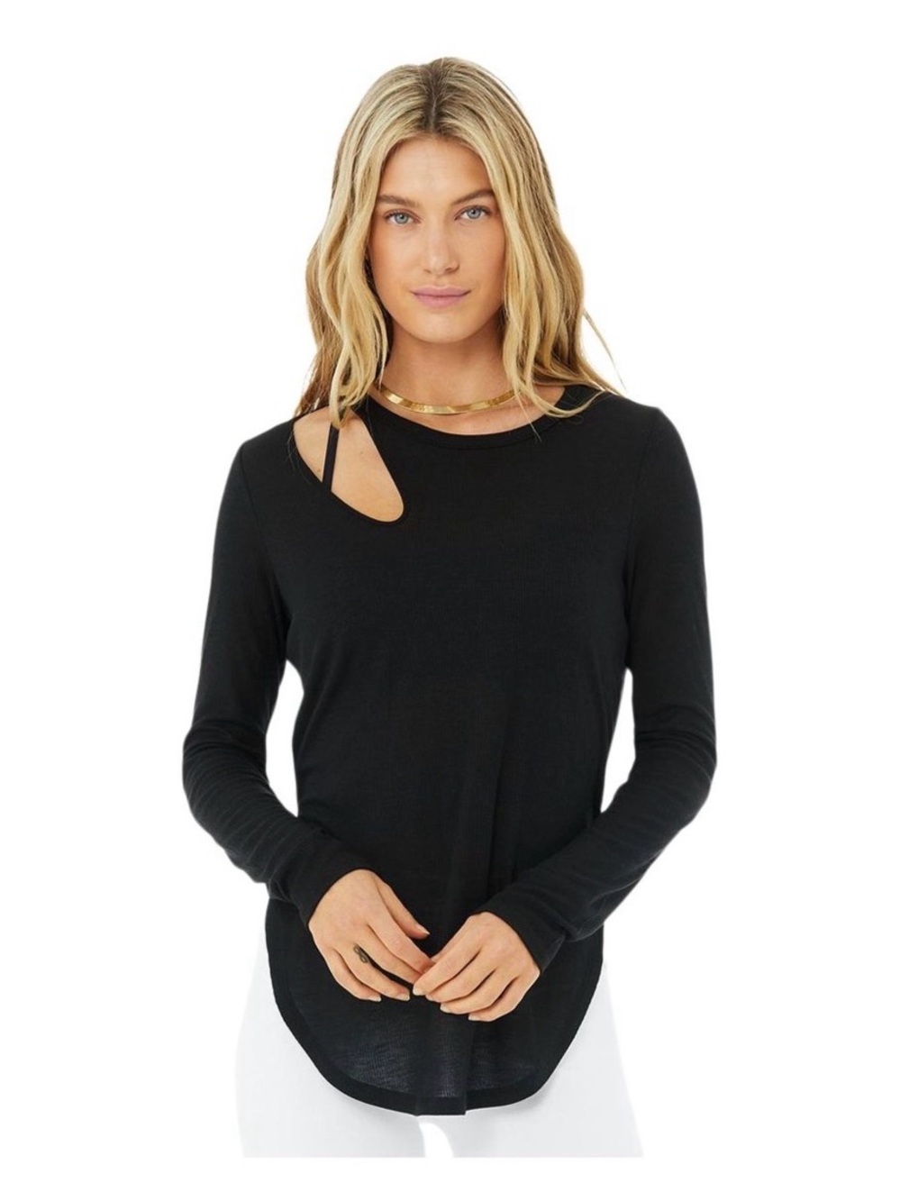 Alo Ribbed Peak Cut out Long Sleeve